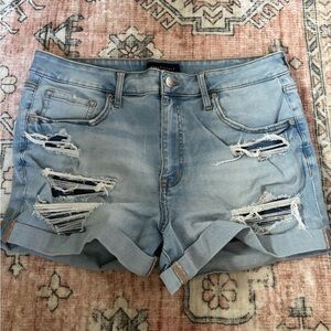 Aeropostale high rise midi distressed denim short Size 14